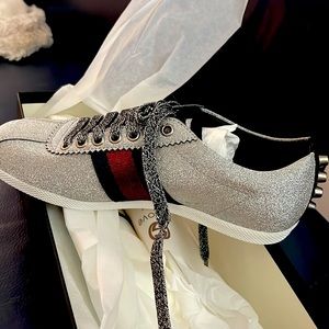Gucci Glitter Web Tennis Shoes